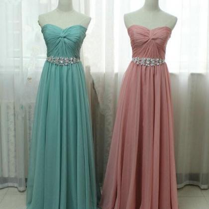 Strapless Sweetheart Ruched Beaded Chiffon A-line..