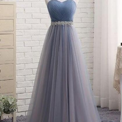 Sweetheart Tulle Beading Prom Dress, Long Prom..