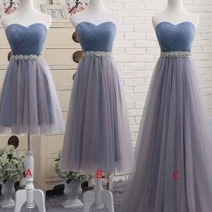 Sweetheart Tulle Beading Prom Dress, Long Prom..