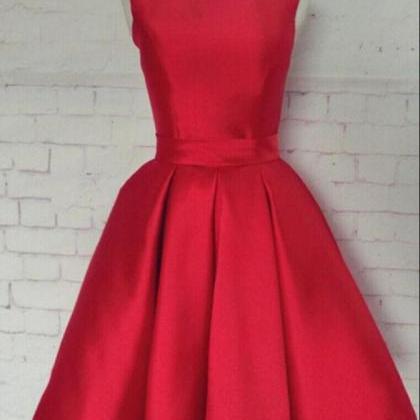 Scoop Red Homecoming Dress With Ribbon, A-line..