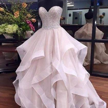 Sexy White Prom Dress,beauty Sweetheart Layered..