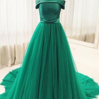 Green Tulle Long Prom Dress, Party/evening..