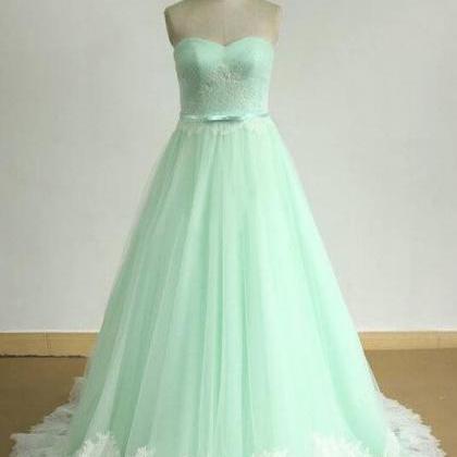 Sweetheart A Line Prom Dress,tulle Prom Dress,mint..