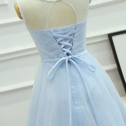 Cute Round Neck Lace Tulle Homeoming Dresses, Baby..