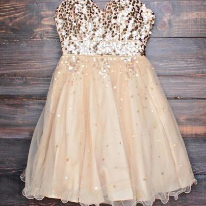 Gold Sequin Homecoming Dresses,sweetheart..