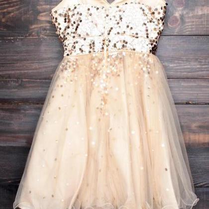 Gold Sequin Homecoming Dresses,sweetheart..