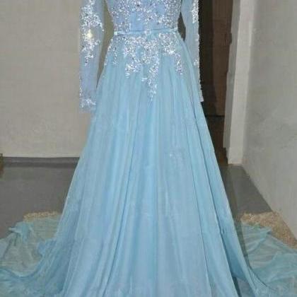 Long Sleeves Prom Dress,sexy Prom Dress,a-line..