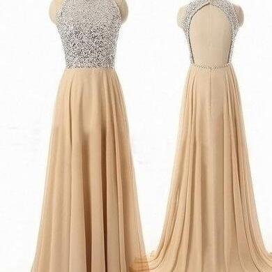 Sequin Backless Prom Dress, Beaded Prom..