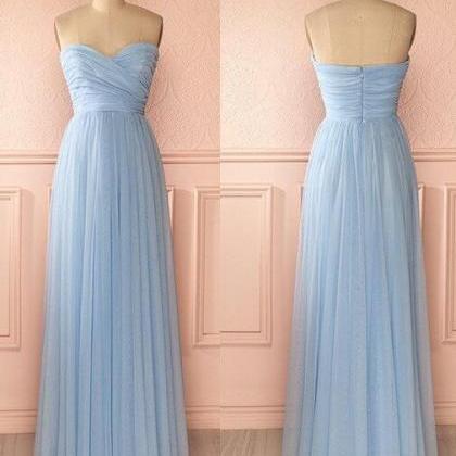 Ligh Blue Floor Length Prom Dresses,elegant..