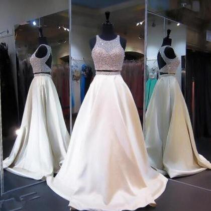 Elegant Two Pieces Prom Dress,beaded Prom..