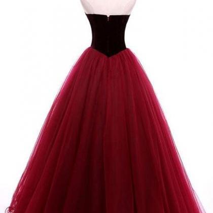 Burgundy Prom Dress,tulle Prom Dress,sweetheart..