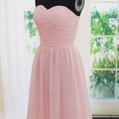 Handmade Short Bridesmaid Dress, Simple Pink..