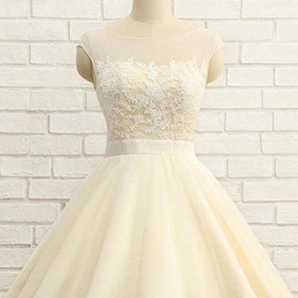 Beauty Scoop Knee-length Prom Dresses,short Lace..