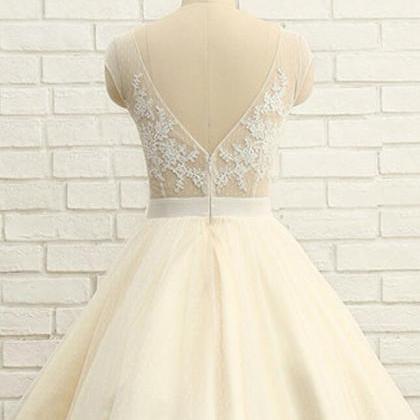Beauty Scoop Knee-length Prom Dresses,short Lace..
