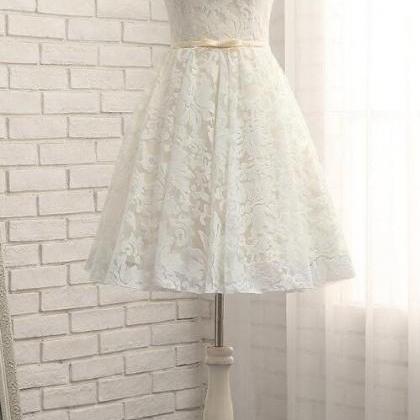 Beauty Ivory Lace Prom Dress,short Homecoming..