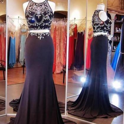 Sexy Two Pieces Prom Dress,beading Prom..