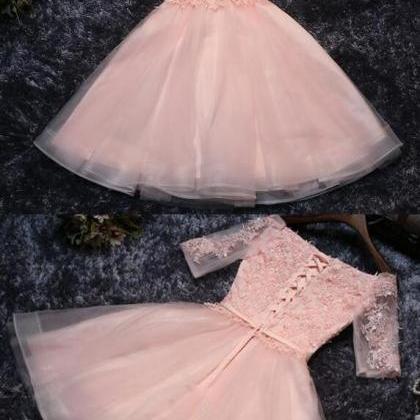 Cute Pink Homecoming Dresses, Appliques Prom..