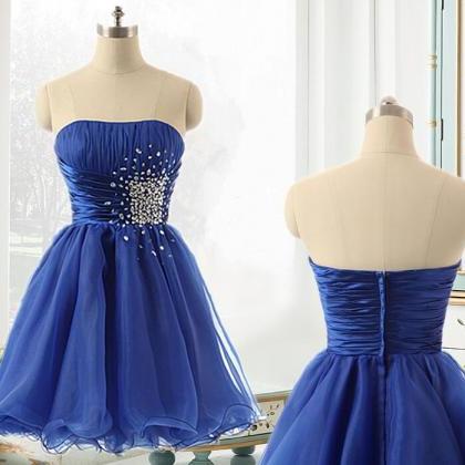 Royal Blue Short Tulle Homecoming Dress, Prom..