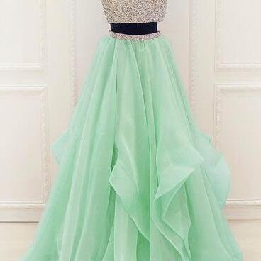 Sexy Two Piece Prom Dress,elegant Tulle Prom..