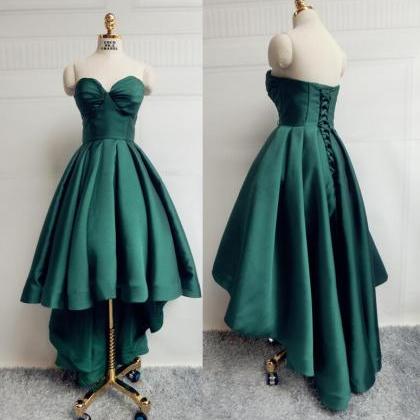 Beauty Dark Green High Low Prom Dress,sexy Party..