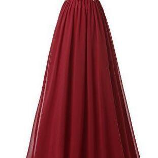 Strapless Burgundy Prom Dress,floor Length Chiffon..
