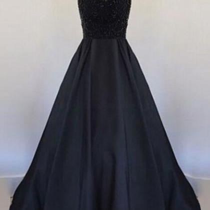 Beaded Prom Dress,black Halter Prom Dress,sexy..