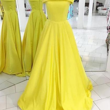Strapless Prom Dress,floor Length Yellow Satin..