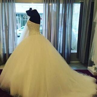 Sleeveless White Wedding Dress,ball Gown Wedding..