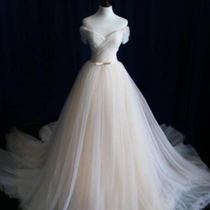 Off Shoulder Wedding Dress,chiffon Bridal Gown,..