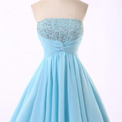 Blue Prom Dress, Chiffon Beading Homecoming Dress,..
