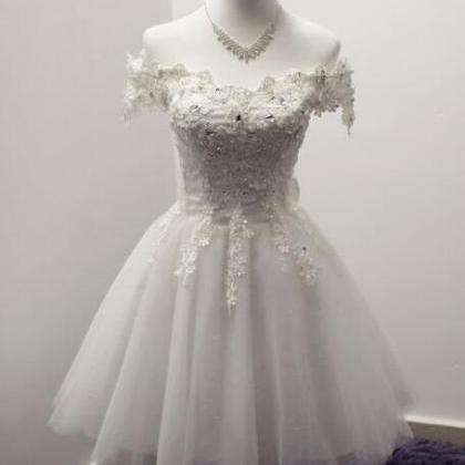 Lace Homecoming Gown,tulle Homecoming Gowns,white..