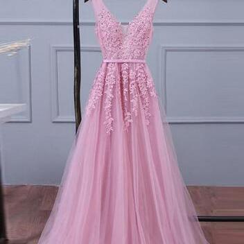 V Neck Lace Prom Dress, Prom Dress,fashion A Line..