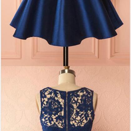 Navy Blue Stain Homecoming Dress,two Piece..