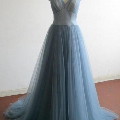 Elegant Prom Dress, Prom Dress,blue Tulle Prom..