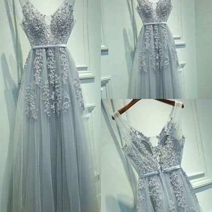 Tulle Sleeveless Prom Dress,a-line Prom..