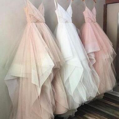Ball Gown Prom Dress, Tulle Long Prom Dresses..