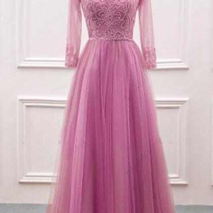 Elegant Prom Dress,tulle Prom Dress,long Sleeve..