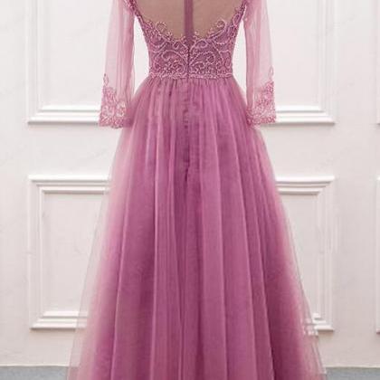 Elegant Prom Dress,tulle Prom Dress,long Sleeve..
