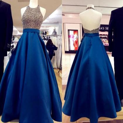 Beaded Royal Blue Prom Dress,beading Prom..