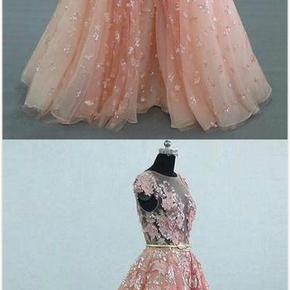 Simple Round Neck Prom Dresses,tulle Prom Dress,..