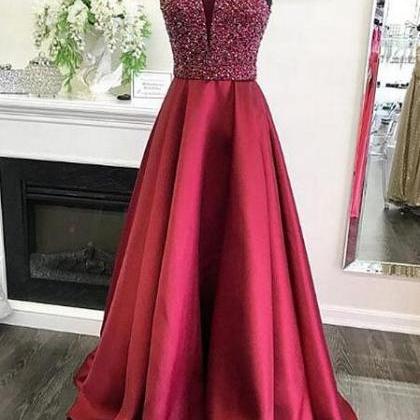 Burgundy Prom Dress,sexy Prom Dress,stain Prom..