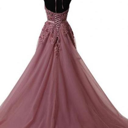 Long Prom Dress,a Line Lace Prom Dress, Prom..