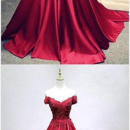 Burgundy Prom Dress,stain Prom Dress,lace Prom..