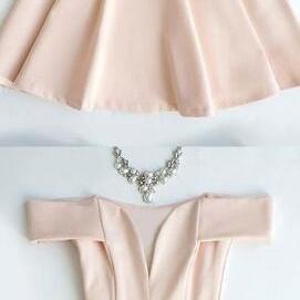 Cute Pink Evening Dress ,short Prom Dress,stain..