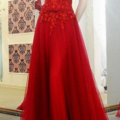 Cap Sleeves Prom Dress,,off The Shoulder Red Prom..
