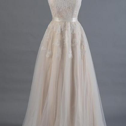 Lace Bridal Gown ,cap Sleeve V-back Wedding..