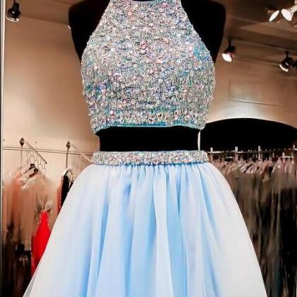 Tulle Homecoming Dress ,2 Pieces Prom Dress,light..