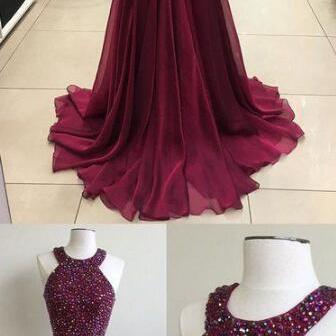 Beaded Prom Dresses, Long Party Gown, Long Prom..