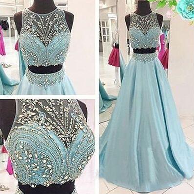 Two Piece Prom Dresses,sexy Evening Gowns,long..