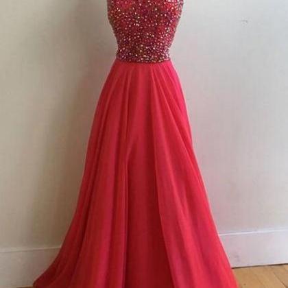 Beading Prom Dress,a Line Prom Dress,red Round..